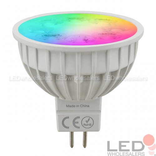 Kapitein Brie Groene achtergrond racket 12V AC/DC 4W LED Color-Changing RGB+CCT 25º MR16 Spot Light Bulb 2.4GHz RF  | LEDwholesalers