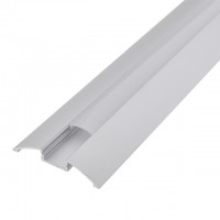 Aluminum Channel System with Cover, End Caps, and Mounting Clips, for LED Strip Installations, Smooth Transition Molding Style, Pack of 5x 1m Segments