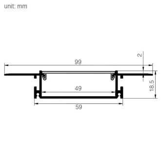 Aluminum Channel System with Continuous Cover for LED Strip Installations in Drywall - Mud-In Recessed U-Shape Wide, Pack of 5x 4-ft Segments