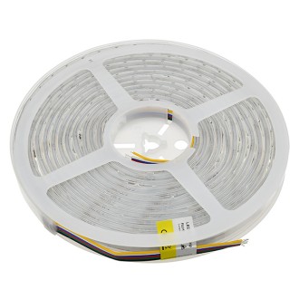 24V 16.4-ft IP66 Water-Resistant High-Output 105W COB RGB Color-Changing + 3000-6000K CCT Color-Temperature-Adjustable Flexible Ribbon 4200-LED Strip Light with Dot-Free Uniform Glow in Silicone Sleeve