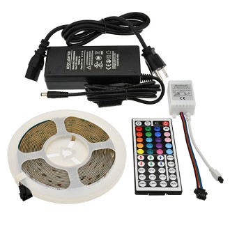 24V 75W 16.4-ft Color-Changing RGB COB Flexible Ribbon LED Light Strip Kit with IR Controller and Power Supply