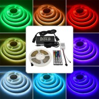 24V 75W 16.4-ft Color-Changing RGB COB Flexible Ribbon LED Light Strip Kit with IR Controller and Power Supply