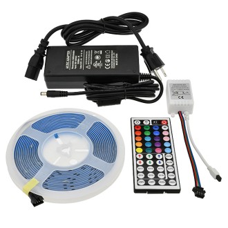 24V 70W 16.4-ft Color-Changing RGB COB Flexible Ribbon LED Light Strip Kit with IR Controller and Power Supply